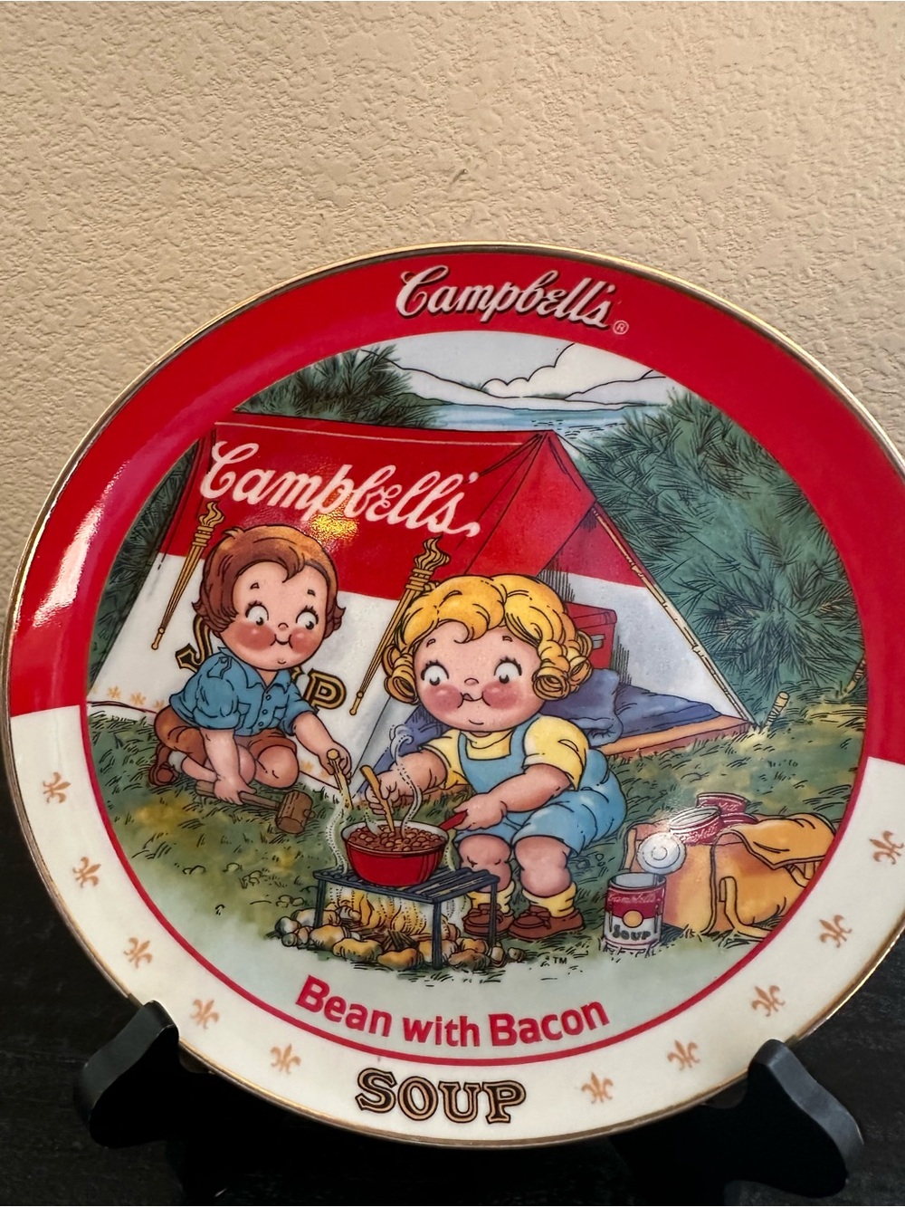 Campbell's Red 'Bean with Bacon' Danbury Mint Collector Soup Plate